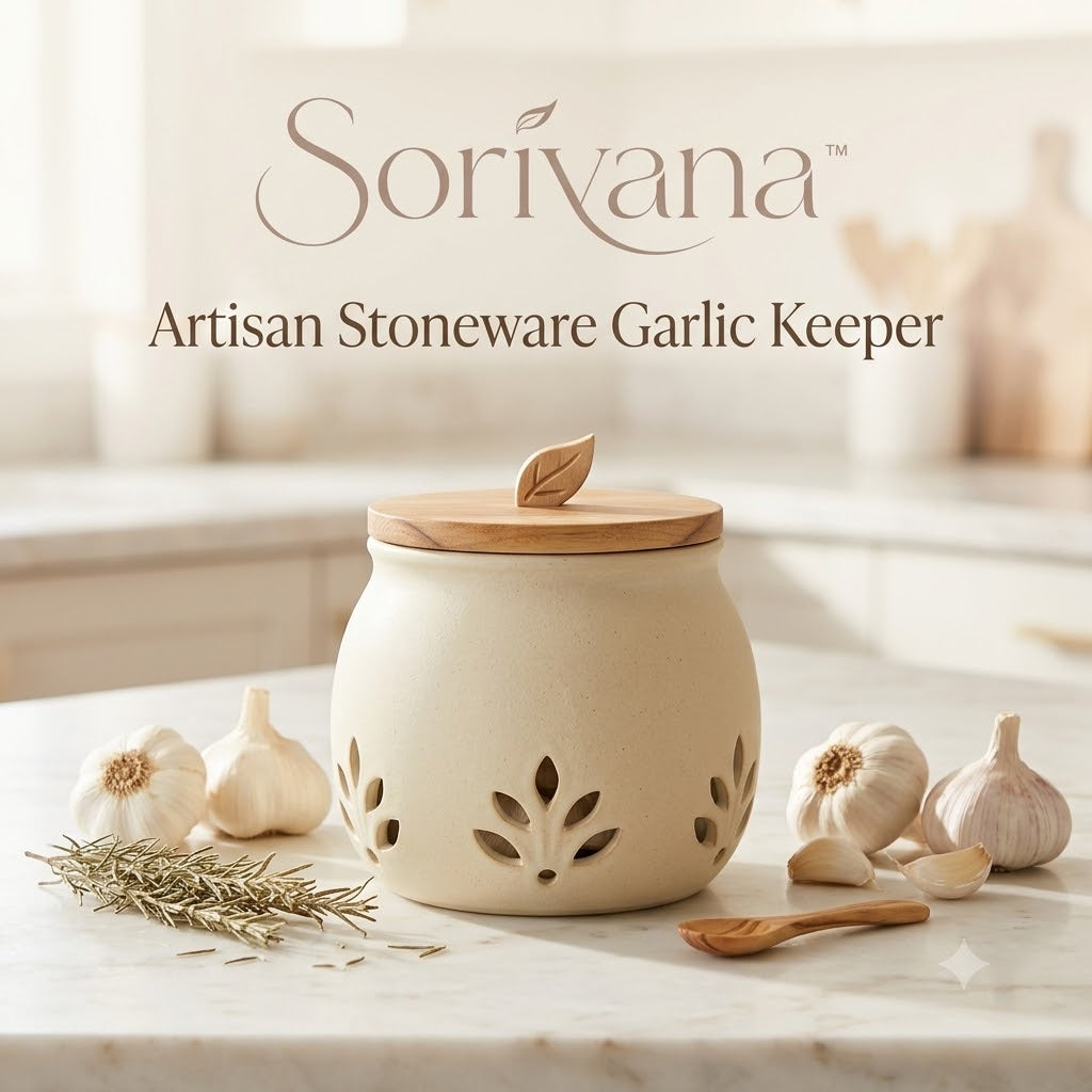 ๐บ๐๐๐๐๐๐๐โข Artisan Stoneware Garlic Keeper