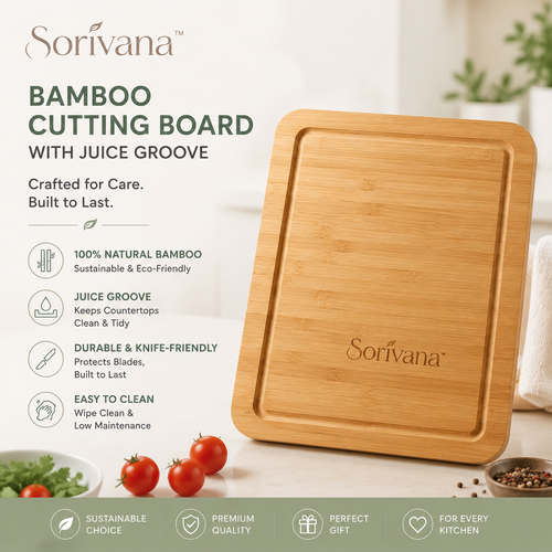 𝑺𝒐𝒓𝒊𝒗𝒂𝒏𝒂™Bamboo Cutting Board With Juice Groove