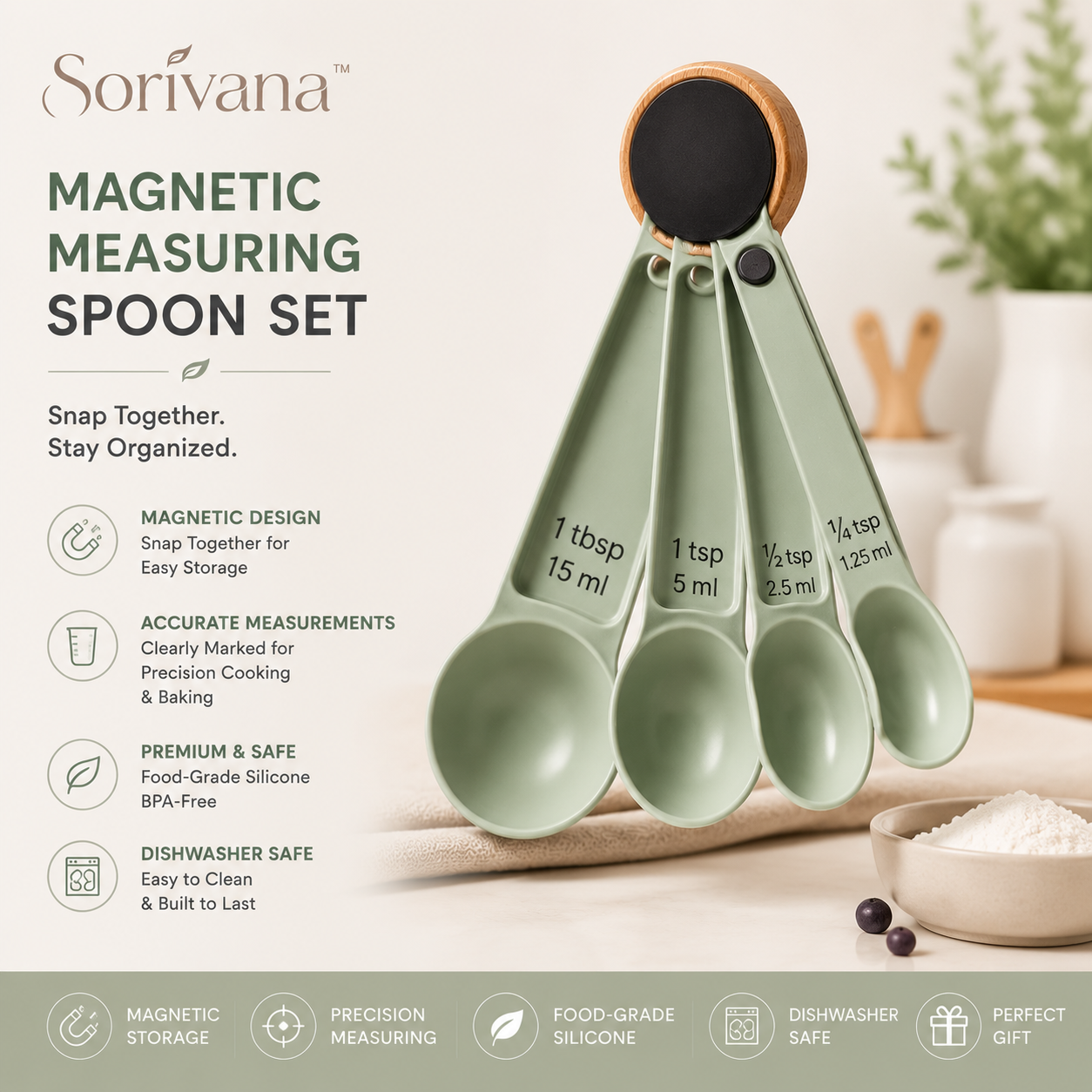 𝑺𝒐𝒓𝒊𝒗𝒂𝒏𝒂™Magnetic Measuring Spoon Set