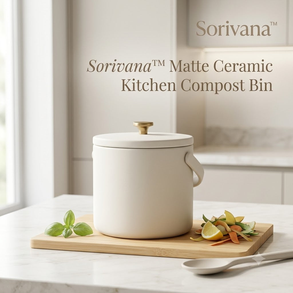 𝑺𝒐𝒓𝒊𝒗𝒂𝒏𝒂™ Matte Ceramic Kitchen Compost Bin