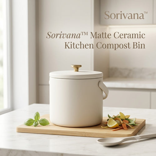 𝑺𝒐𝒓𝒊𝒗𝒂𝒏𝒂™ Matte Ceramic Kitchen Compost Bin
